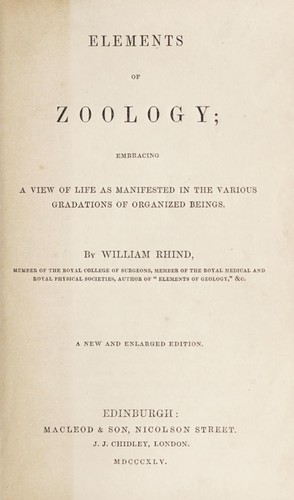 Cover for Elements of zoology