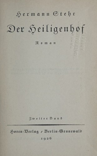 Cover for Der heiligenhof
