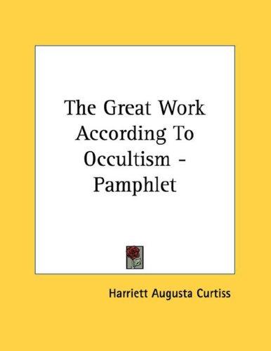 Cover for The Great Work According To Occultism - Pamphlet