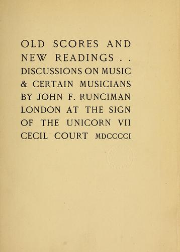 Cover for Old scores and new readings