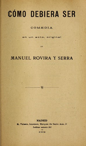 Cover for Como debiera ser