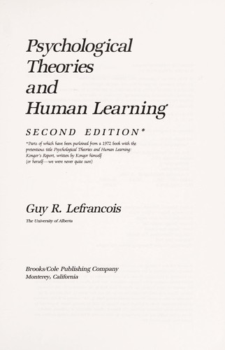 Cover for Psychological theories and human learning