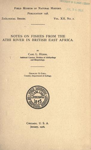 Cover for Notes on fishes from the Athi River in British East Africa