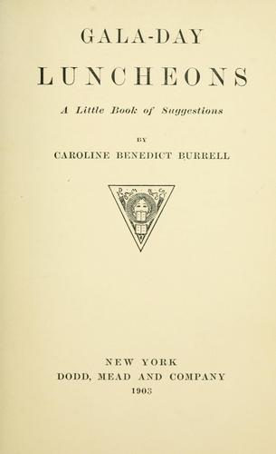 Cover for Gala-day luncheons