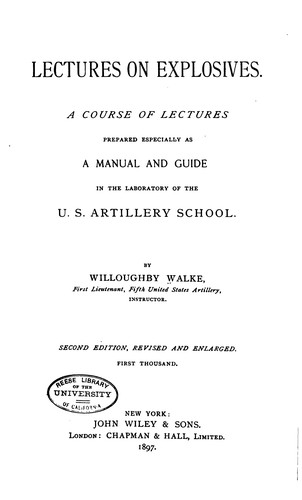 Cover for Lectures on explosives.