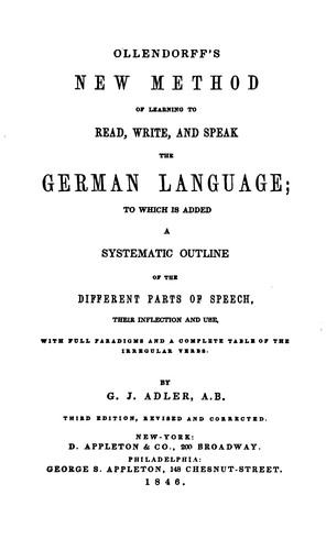 Cover for Ollendorff's New Method of Learning to Read, Write, and Speak the German Language: To which is ...