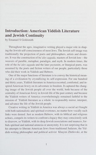 Cover for Yiddish literature in America, 1870-2000