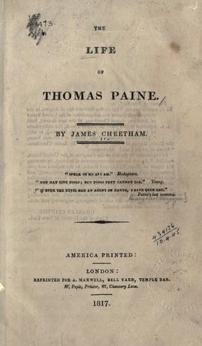 Cover for The life of Thomas Paine.