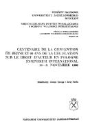 Cover for Centenaire de la convention de Berne et 60 ans de la législation sur le droit d'auteur en Pologne
