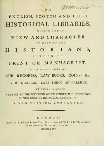 Cover for The English, Scotch and Irish historical libraries