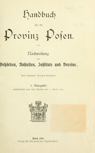 Cover for Handbuch für die Provinz Posen.