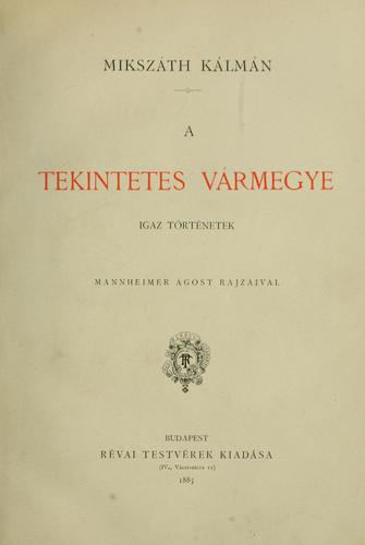 Cover for A tekintetes vármegye