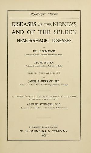 Cover for Diseases of the kidneys and of the spleen, hemorrhagic diseases