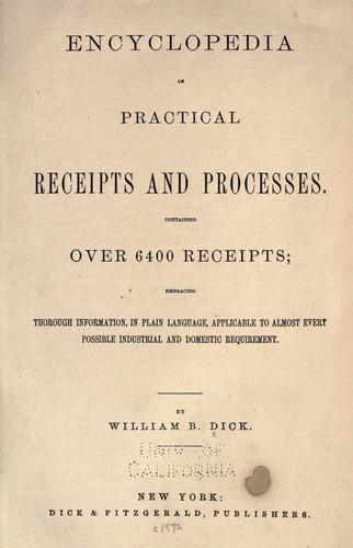 Cover for Encyclopedia of practical receipts and processes.