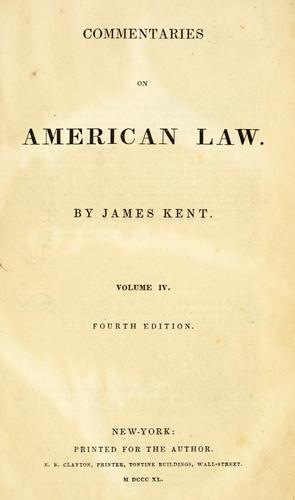 Cover for Commentaries on American law