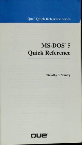 Cover for MS-DOS Quick Reference