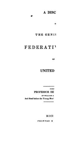 Cover for A Discourse on the Genius of the Federative System of the United States