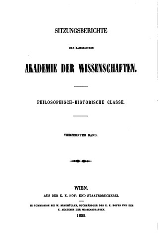 Cover for Sitzungsberichte der kaiserlichen Akademie der Wissenschaften, philosophisch-historische Classe