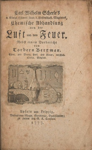 Cover for Carl Wilhelm Scheele's d. Königl. Schwed. Acad. d. Wissenschaft. Mitgliedes, Chemische Abhandlung von der Luft und dem Feuer