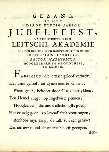 Cover for Gezang, op het derde vyftig jarige jubelfeest, van de stichting der Leidsche Akademie