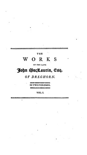 Cover for The Works of the Late John Maclaurin ...