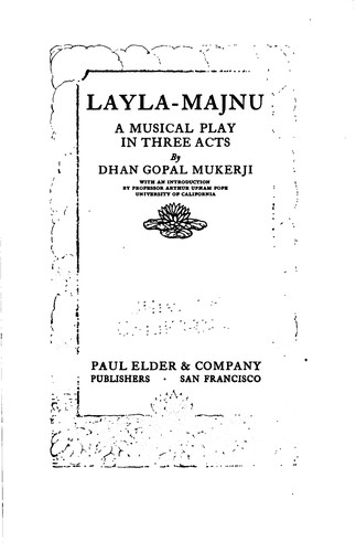 Cover for Layla-Majnu: A Musical Play in Three Acts