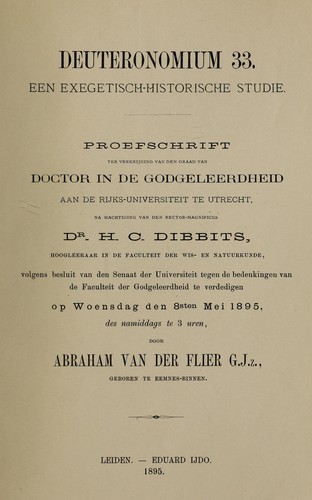 Cover for Deuteronomium 33
