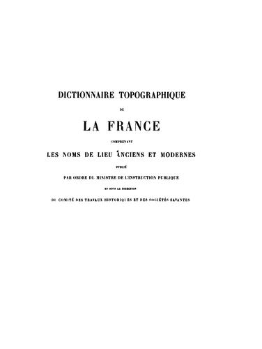 Cover for Dictionnaire topographique du département