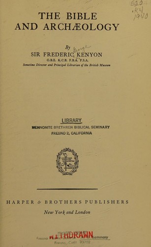 Cover for The Bible and Archaeology