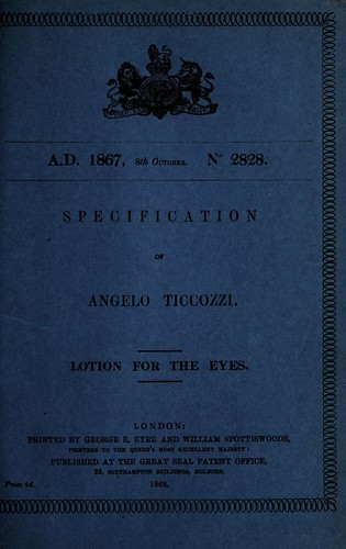 Cover for Specification of Angelo Ticozzi