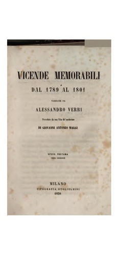 Cover for Vicende memorabili dal 1789 al 1801