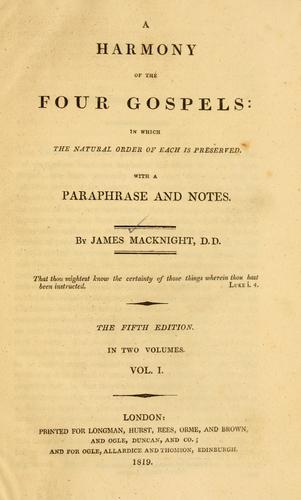 Cover for harmony of the four Gospels