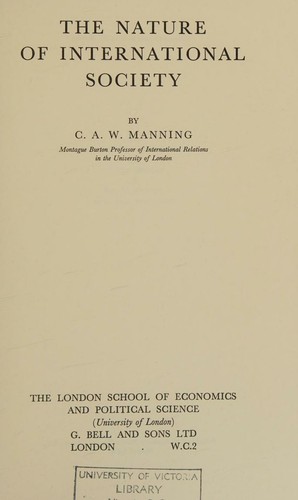 Cover for The Nature of International Society