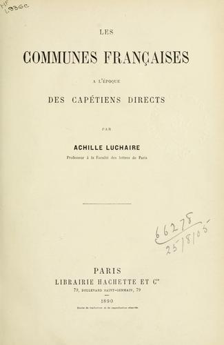 Cover for Les Communes françaises à l'époque des Capétiens directs.