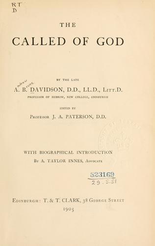 Cover for The called of God