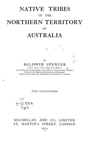 Cover for Native tribes of the Northern Territory of Australia