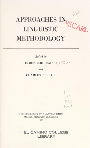 Cover for Approaches in linguistic methodology