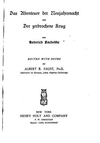 Cover for Das Abenteuer der Neujahrsnacht, und der zerbrochene Krug