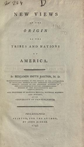 Cover for New views of the origin of the tribes and nations of America.