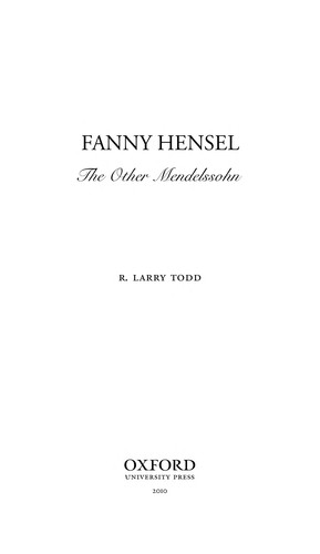 Cover for Fanny Hensel, the other Mendelssohn
