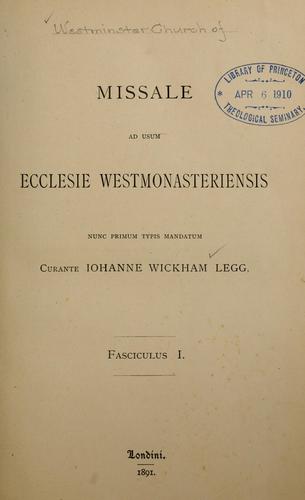 Cover for Missale ad usum Ecclesie westmonasteriensis