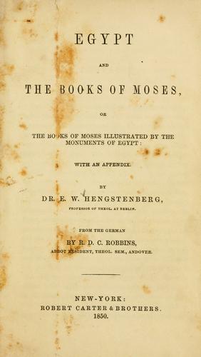 Cover for Egypt and the books of Moses