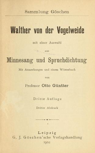 Cover for Walther von der Vogelweide