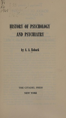 Cover for History of psychology and psychiatry