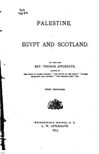 Cover for Palestine, Egypt and Scotland
