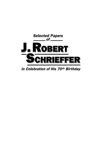 Cover for Selected papers of J. Robert Schrieffer