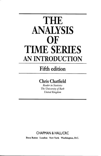 Cover for The analysis of time series