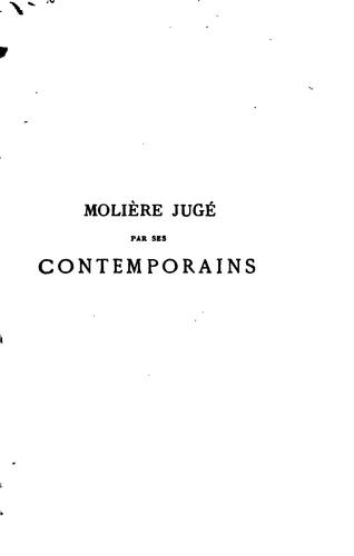 Cover for Molière jugé par ses contemporains