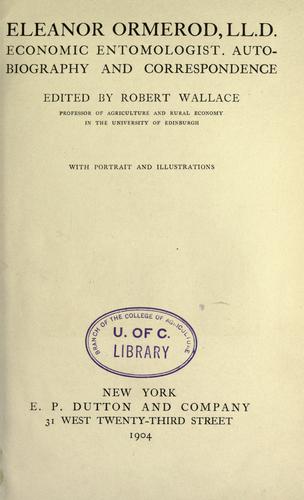 Cover for Eleanor Ormerod, Ll. D., economic entomologist