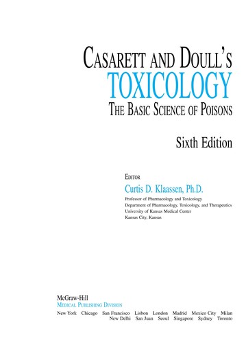 Cover for Casarett and Doull's toxicology